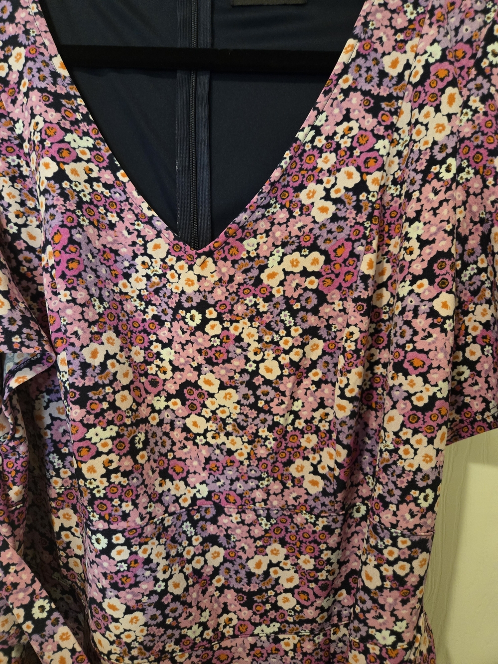 Lane Bryant Purple Floral V-Neck Midi Dress - Picture 3 of 10